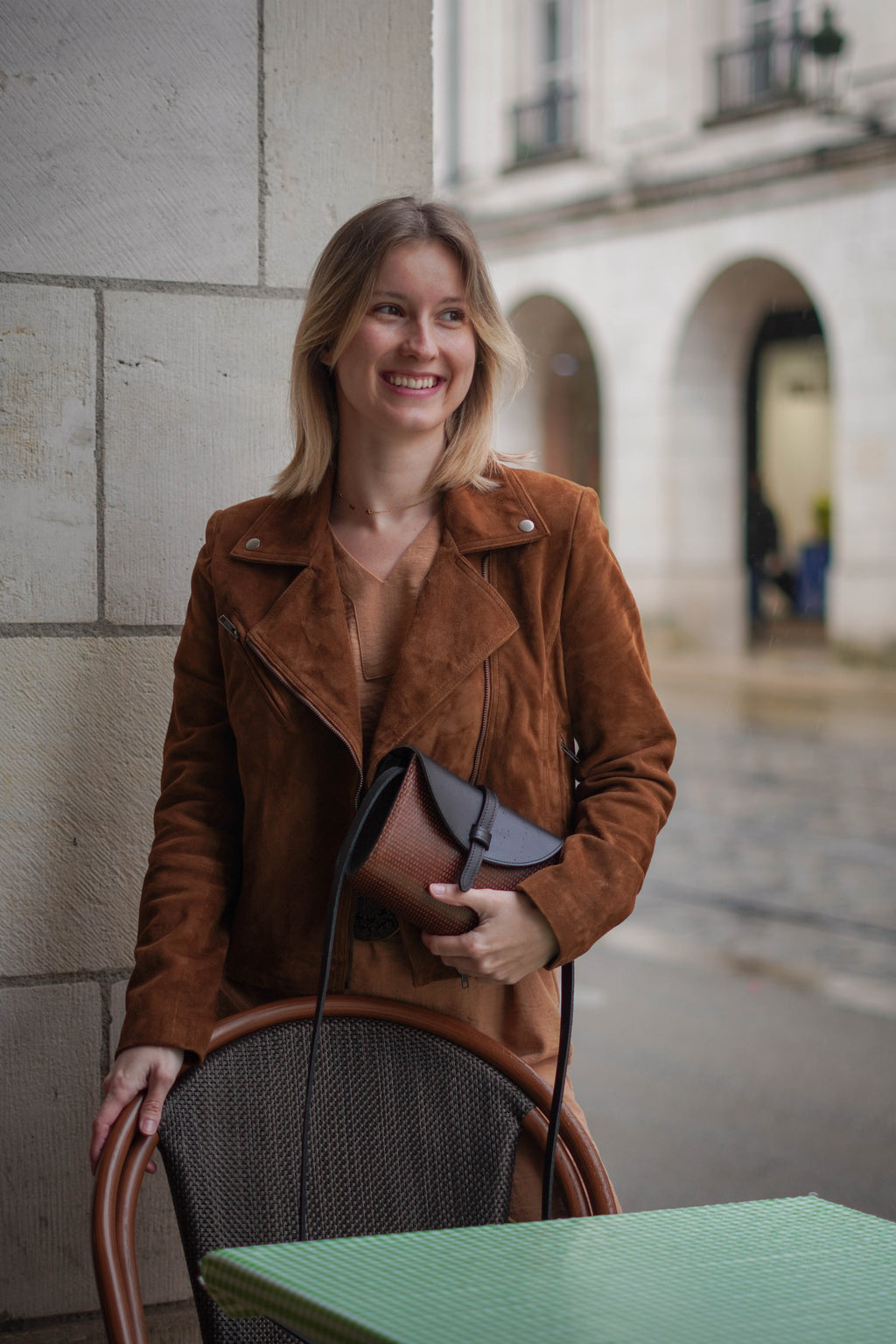 Veste Perfecto en Peau Velours d'Agneau